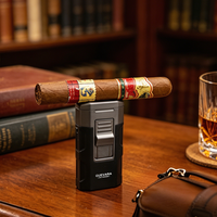 En stock, livraison rapide, briquet à cigare portable coupe-vent, torche à flamme jet, rechargeable, avec poinçon à 3 calibres