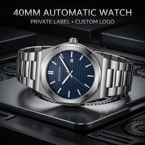 Montre automatique pour homme 40 mm avec logo personnalisé, mouvement mécanique, fabrication OEM, vente en gros, fournisseur de montres à marque privée pour micro-marques - Product Image 1