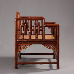 Ming Style Bamboo Armchair Red Bamboo Handmade Chinese Antique Fretwork <b>Chair</b> Living Room <b>Chair</b> - Product Image 3
