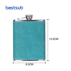 Bestsub Wholesale <strong>Supplier</strong> 8Oz 240ml Mini Sublimation <strong>Blanks</strong> Stainless Steel <strong>Hip</strong> <strong>Flask</strong> With Colorful Pu Leather Cover Gift Set - Product Image 2