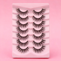 Vente en gros d'usine de bandes de cils 3D en soie naturelle, cils vaporeux, faux cils vegan, 8 paires de faux cils en vison, boîte de cils personnalisée