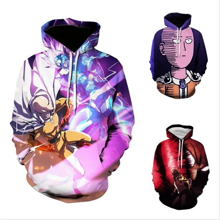 New Men's Japan anime 3D ONE PUNCH-MAN Print Hoodie Cosplay Sweatshirt With Kangaroo Pocket Pullover Sweater robot Costume YQ