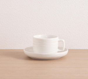 Nouvel ensemble de vaisselle en porcelaine fine blanche, assiettes, bols, tasses et soucoupes à bord ondulé texturé, pour cuisine moderne, hôtels et restaurants, vente en gros - Product Image 6