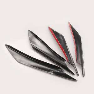 Carbon Fiber Air Blades Weather <b>Shields</b> 3M Tape Stick Universal Car Deflectors Black Unpainted Texture - Product Image 2