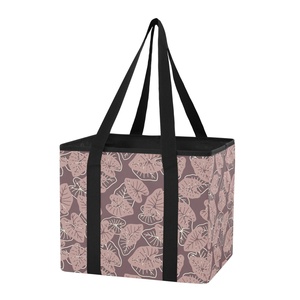 Hawaiian Kalo Custom Print on Demand Convenient Large Capacity Kitchen Reusable Grocery <b>Bags</b> <b>Foldable</b> Shopping Box for Travel - Product Image 1