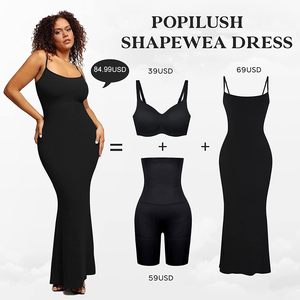 New Design Built In Shapewear Summer Party Wear Casual Halter <strong>Dress</strong> Tummy Control Shapewear Maxi <strong>Long</strong> <strong>Dress</strong> For Women - Product Image 6