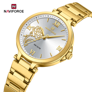 NAVIFORCE <span class=keywords><strong>Montre</strong></span> 5060 <span class=keywords><strong>Montre</strong></span> Femme <span class=keywords><strong>Montre</strong></span>-Bracelet Luxe Or Dames Bracelet Acier Inoxydable Classique Mode Femme Horloge - Product Image 1