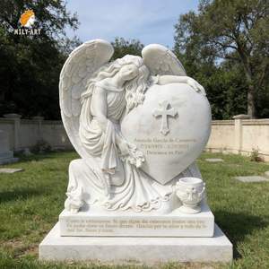 Надгробие MILY на заказ: высококачественный мраморный ангел в форме сердца для кладбища - Product Image 2