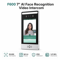 Terminal de contrôle d'accès par reconnaissance faciale F600 7 pouces, système d'entrée biométrique Linux NPU avec interphone vidéo, carte IC, IP65