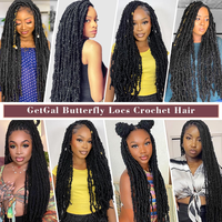 Extensions de Cheveux Synthétiques Souples de 24 Pouces, Tresses de Locs Papillon Bouclés, Tresses de Qualité Remy