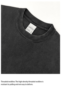 <span class=keywords><strong>เสื้อ</strong></span>ยืดแขนสั้นผ้าคอตตอนเนื้อหนาสำหรับผู้ชายเสื้อยืดสีดำสไตล์สตรีทฮิปฮอปสำหรับฤดูร้อน - Product Image 4