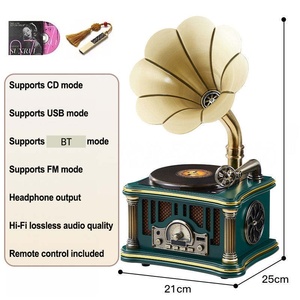Reproductor de CD de Escritorio Estilo Gramófono Vintage, Venta al Por Mayor de Fábrica, Tocadiscos Inalámbrico BT con Control Remoto para el Hogar - Product Image 5