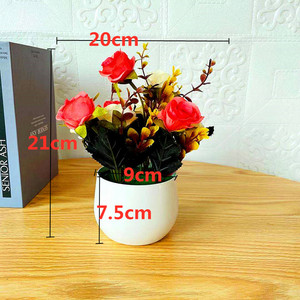 Bonsái de Rosas Artificiales, Flores Artificiales, 10 Piezas, Incluye Maceta de Tela y Plástico, para Decoración del Hogar, AliExpress - Product Image 2