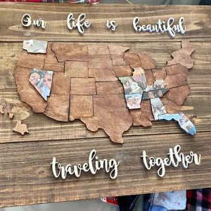 Souvenirs d'anniversaire découpés au laser <span class=keywords><strong>Carte</strong></span> de voyage <span class=keywords><strong>USA</strong></span> Art mural en bois <span class=keywords><strong>Carte</strong></span> photo des États-Unis pour les voyages d'aventure - Product Image 3