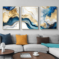 Cadre nordique moderne or bleu marbre mur Art affiches toile peinture imprime photos abstrait décor à la maison
