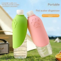 Bouteille d'eau pliable en silicone pour chien, distributeur d'eau avec clip de fixation pour bouteille, cordon pour chat, animal de compagnie, voyage en plein air, promenade