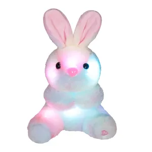 Wholesale Cute white rabbit Stuffed toy Led Night Light Plush Stuffed soft toy rabbit Up Glowing plush toy