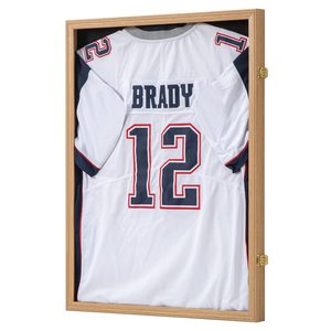 Vitrina para <span class=keywords><strong>Camisetas</strong></span> con Acabado en Roble, con Cerradura, Forro de Fieltro y Cierres con Hebilla Dorada para <span class=keywords><strong>Camisetas</strong></span> Deportivas de Béisbol, <span class=keywords><strong>Baloncesto</strong></span> y Fútbol - Product Image 1
