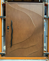 Porte d'entrée principale en aluminium moulé résistant aux intempéries, traitement de surface imitation bois, anti-rouille, porte extérieure