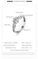 Bague en argent sterling S925 la plus vendue, moissanite de 0,5 carat, couleur, coupe 8 cœurs 8 flèches