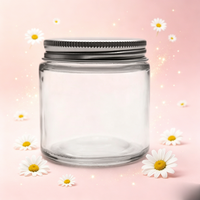 Pot en verre givré transparent avec couvercle en aluminium pour cosmétiques 100g 120g