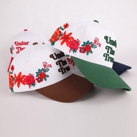 Topi Baseball Bordir Berkualitas Tinggi Grosir, Desainer Topi Baseball Dua Warna, Topi Baseball 5 Panel Custom