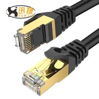 Kabel Jaringan LAN Cat7 Flat Hitam Bc/cca Kecepatan Tinggi Sstp 30awg 32awg Kabel Patch Internet Cat 7 Rj45 Kabel Ethernet untuk Komputer