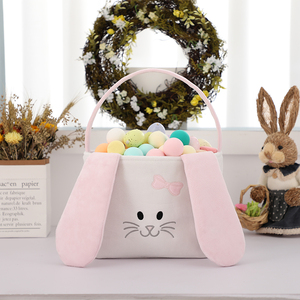 Wholesale Monogram <strong>Easter</strong> Bucket Pink Floppy Long Ears Egg <strong>Gift</strong> Bag Plush Bunny <strong>Easter</strong> <strong>Basket</strong> - Product Image 2