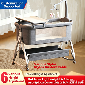 Berceau de chevet <span class=keywords><strong>pour</strong></span> bébé, lit pliant portable <span class=keywords><strong>pour</strong></span> nouveau-né, lit cododo multifonction à bascule avec roulettes - Product Image 1