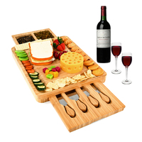 Unieke Ontwerp Bamboe Kaasplank Amazon Heet Verkoop Bamboe Snijplank Met Mes Set