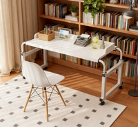Mesa de Cama con Ruedas, Altura y Ancho Ajustables, Escritorio Móvil para Computadora, Mesa de Cama para Portátil