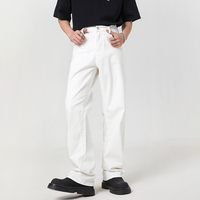 Celana Jeans Chino Pria Musim Gugur Hip Hop Mid Rise Streetwear Gaya Jalanan Amerika Longgar Lurus Kasual