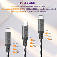 Cable USB4 Tipo C a C, Transmisión de Video 8K a 60Hz, Carga Rápida de 240W, Transferencia de Datos de 40Gbps, Compatible con Thunderbolt 3/4, 0.3M