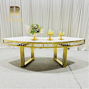 Tùy Chỉnh Vàng Thép Không Gỉ Treo Pha Lê Tổ Chức Sự Kiện Tiệc Bữa Ăn Tối Màu Trắng Top Nửa Moon Trăng Tròn Bảng Cho Đám Cưới - Product Image 5