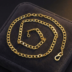 สร้อยคอแบบ Cuban Link ชุบทอง 14K 18K 24K ขายส่ง, สร้อยคอแฟชั่น, สร้อยคอทองเหลืองดีไซน์ทันสมัย - Product Image 4