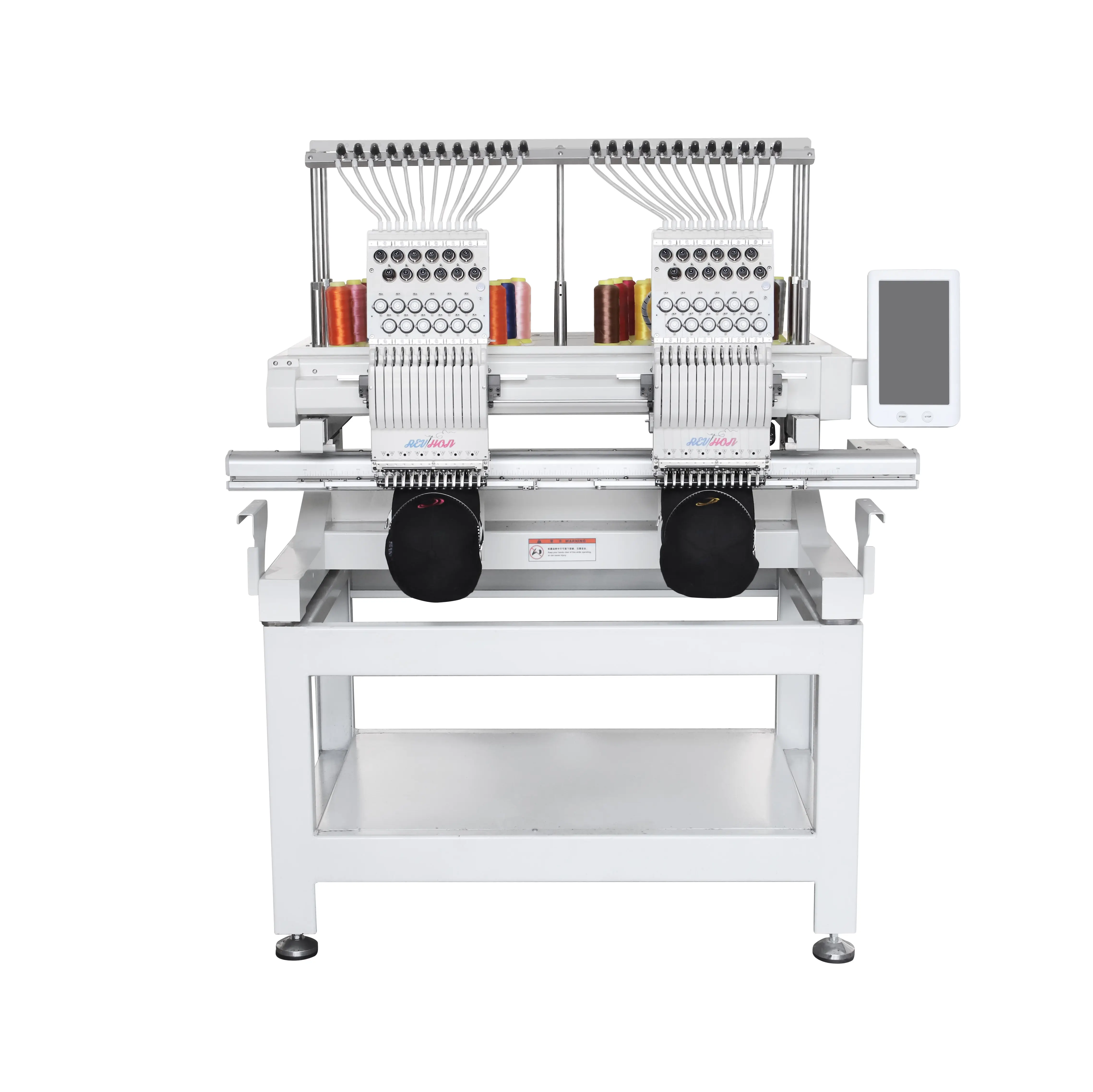 QHM easy operate factory price fully automatic industrial two heads embroidery machine computerized