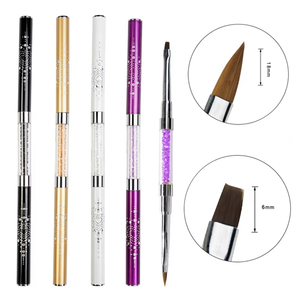 Ensemble de pinceaux à ongles en acrylique double face avec logo personnalisé, poils ovales en nylon, outils de manucure professionnels - Product Image 1