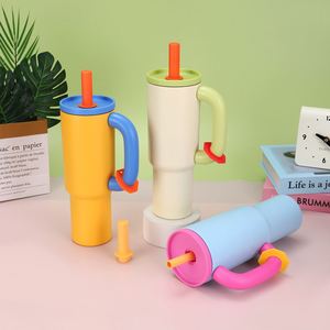 <b>Large</b> Capacity 304 Stainless Steel Thermos <b>Cup</b> Multi-Color Arc-Shaped Straw Handle Promotional Drinkware - Product Image 4