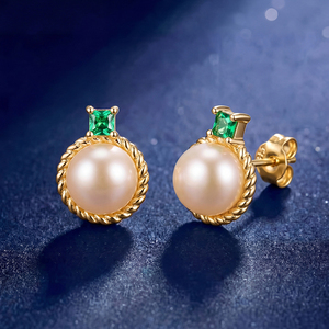 Rhodium Plated Copper White Freshwater Pearl <b>Stud</b> Earrings Halo Flower Jewelry for Women Wholesale Wedding Gift - Product Image 2