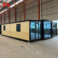 Grande maison conteneur modifiée pliable et extensible, structure à ossature légère en acier, taille 20 pieds/40 pieds, panneau sandwich étanche