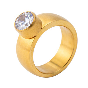 Geometric Gold <b>Titanium</b> Steel Couple <b>Ring</b> With Detachable Zircon Bezel Setting Unisex Jewelry Gift - Product Image 5