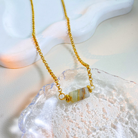 Collier Pendentif Géométrique Irrégulier en Pierre Naturelle Plaqué Or en Acier Inoxydable pour Femme - Joyas De Acero Inoxidable Al Por Mayor
