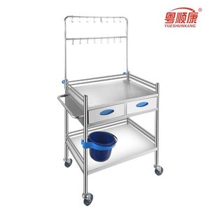 Yuekang Medical Infusion Cart Stainless Steel Double Layer Mobile IV Bottle <b>Trolley</b> With Bucket Holder Hospital Use - Product Image 5