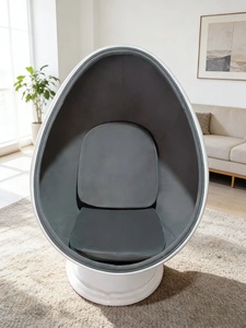 Kain Wol Putar Bentuk Oval, Kursi Santai Pod Telur untuk Kamar Tidur - Product Image 4