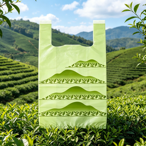 Sacchetto in plastica stampato Eco Riciclabile Tea <span class=keywords><strong>Hill</strong></span> per T-shirt, usa e getta, per la spesa, per supermercati, per il cassa, per imballaggio, borsa a mano Hualong - Product Image 3