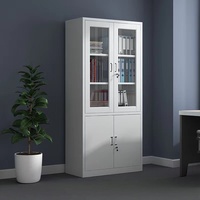 Archivador de Acero Moderno Ajustable y con Cerradura, con Puertas de Vidrio para Almacenamiento en Oficinas, Uso Comercial y Escolar, Venta al Por Mayor del Fabricante