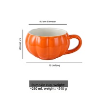 Mignonne tasse en céramique en forme de citrouille avec couvercle, mug à café au lait très esthétique