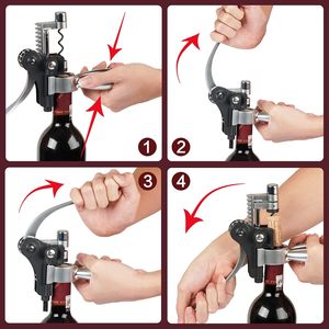 Kit d'ouverture de vin <span class=keywords><strong>professionnel</strong></span> <span class=keywords><strong>à</strong></span> succès, 9 pièces, <span class=keywords><strong>tire</strong></span>-<span class=keywords><strong>bouchon</strong></span> en acier inoxydable avec <span class=keywords><strong>bouchon</strong></span> sous vide, verseur, coupe-capsule, coffret cadeau - Product Image 3