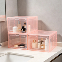 Boîte de présentation de chaussures en plastique moulé intégré, empilable, avec façade transparente anti-poussière, organisateur de rangement pour chaussures
