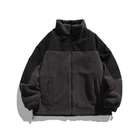 Veste en polaire sherpa pour homme avec logo personnalisé du fabricant, veste d'hiver en polaire chaude surdimensionnée à col montant et fermeture éclair